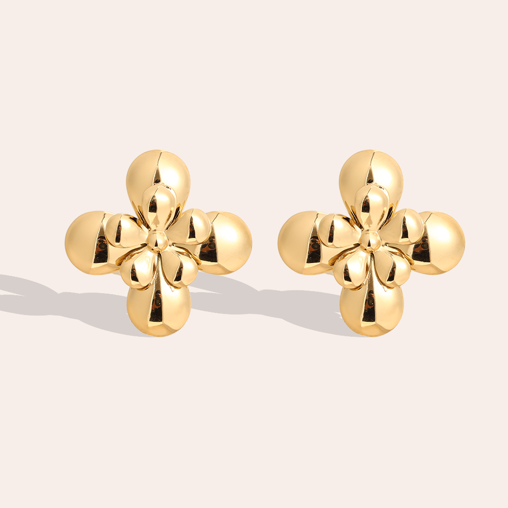 Stainless steel earrings 2.3cm Beautiful flower