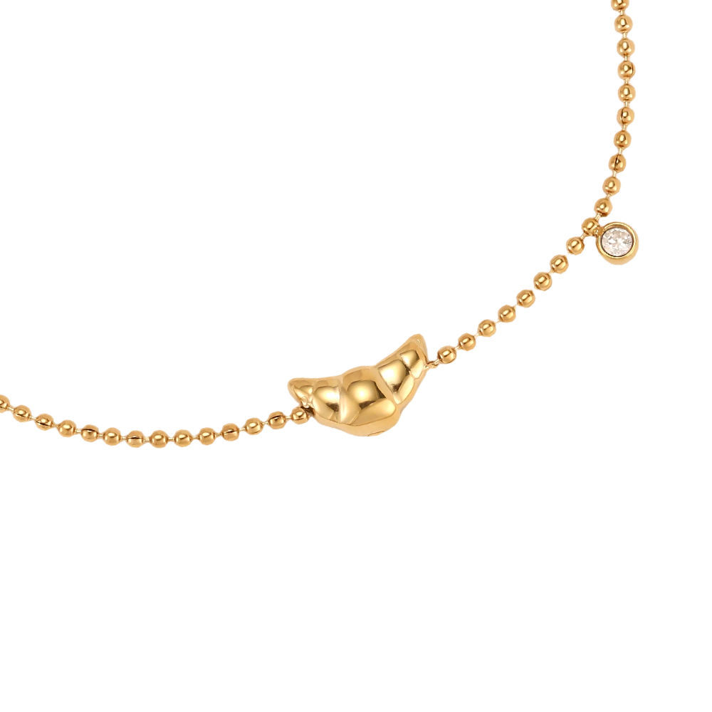 Stainless steel bracelet, 17 cm, Mini Crossant, cubic zirconia