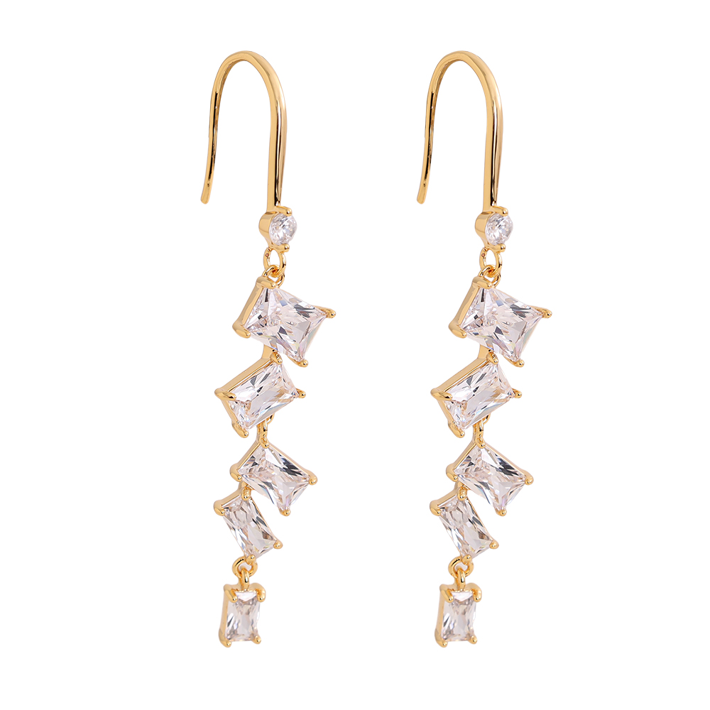 Gold-plated earrings 5.5cm many zirconia