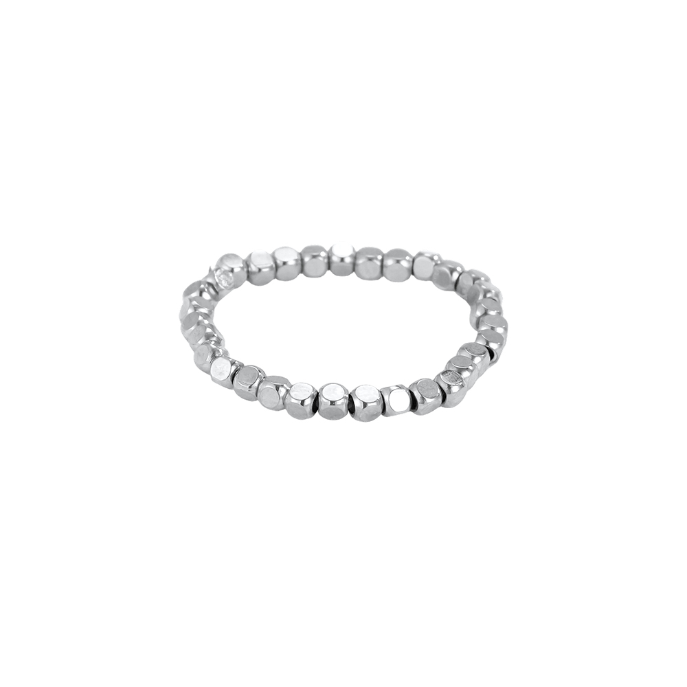 Stainless steel ring, adjustable, elastic, small square 