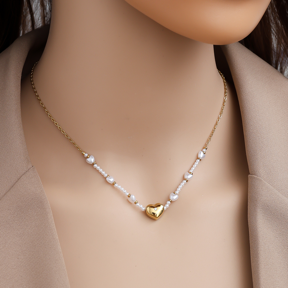 Stainless steel necklace 40cm Pearly And Hearts