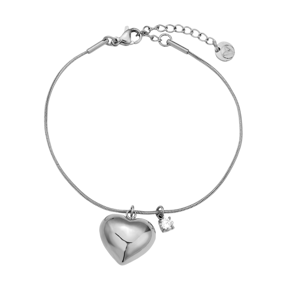 Stainless steel bracelet 16cm Heart And Diamond Dot
