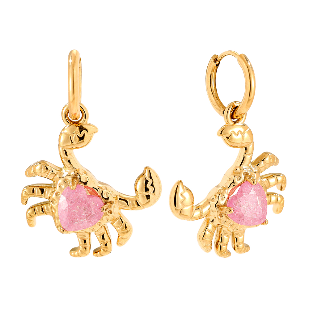 Stainless steel earrings 3.3cm Crab And Diamond