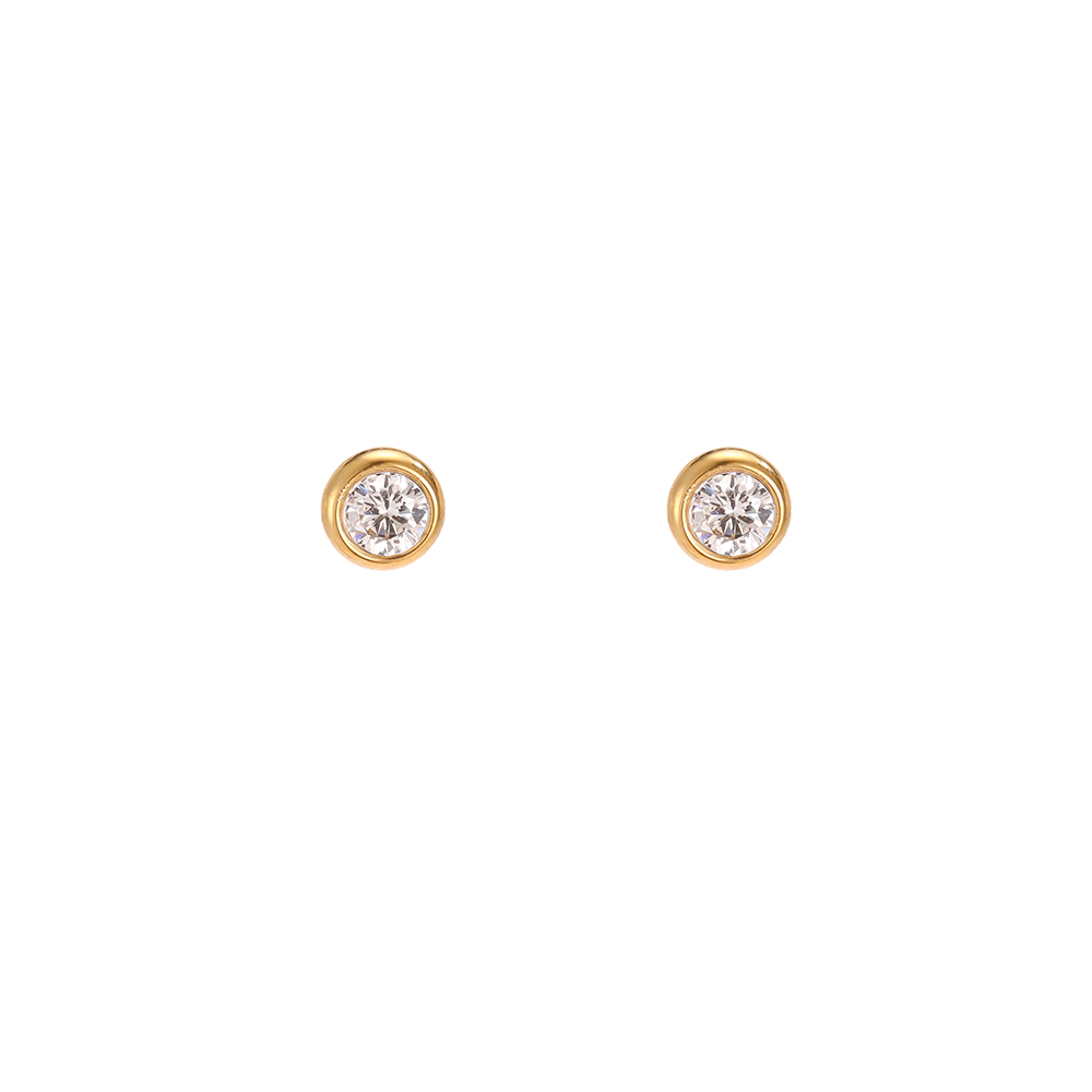 Stainless steel earrings with 4mm round cubic zirconia  