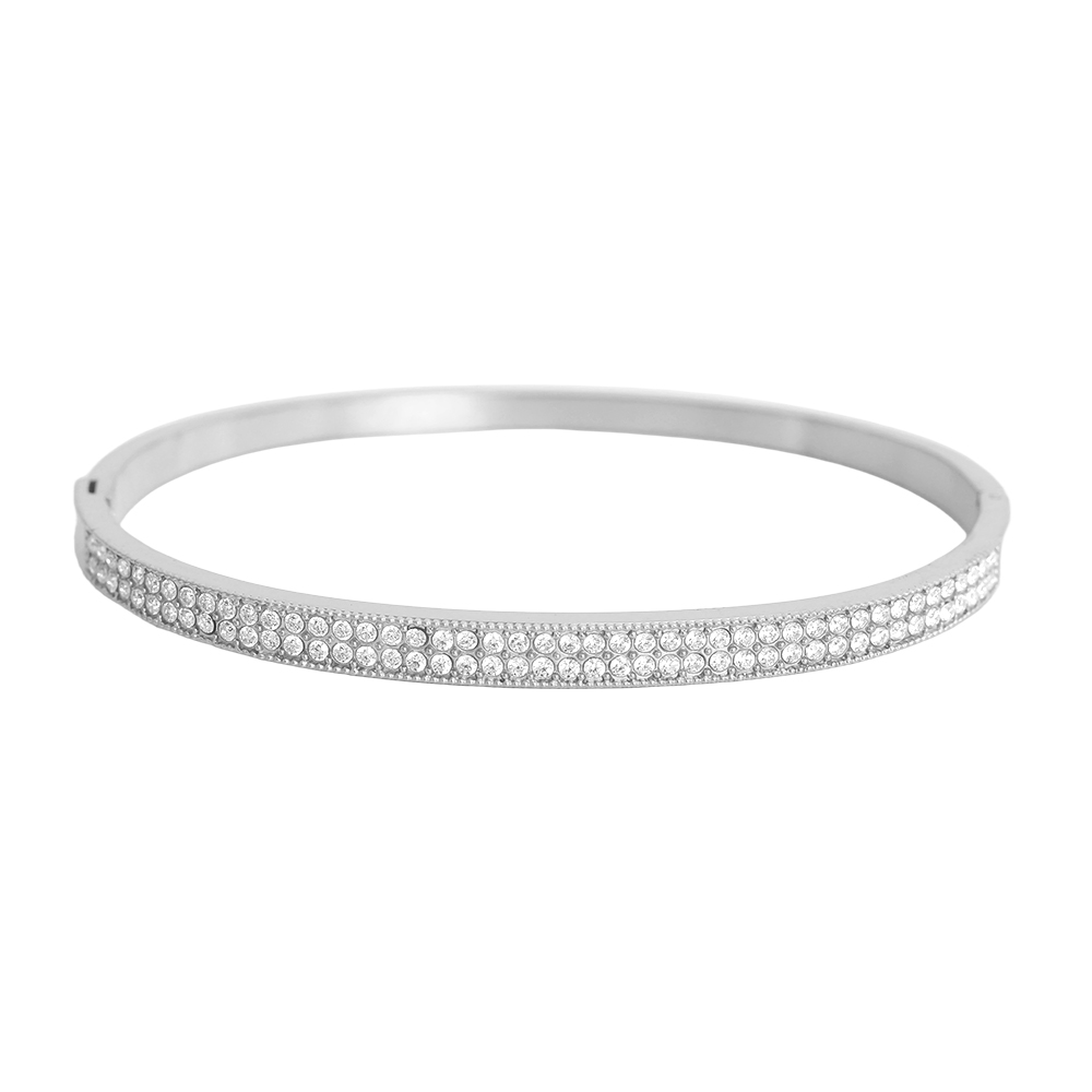 Stainless steel bangle 6.5cm Fine zirconia