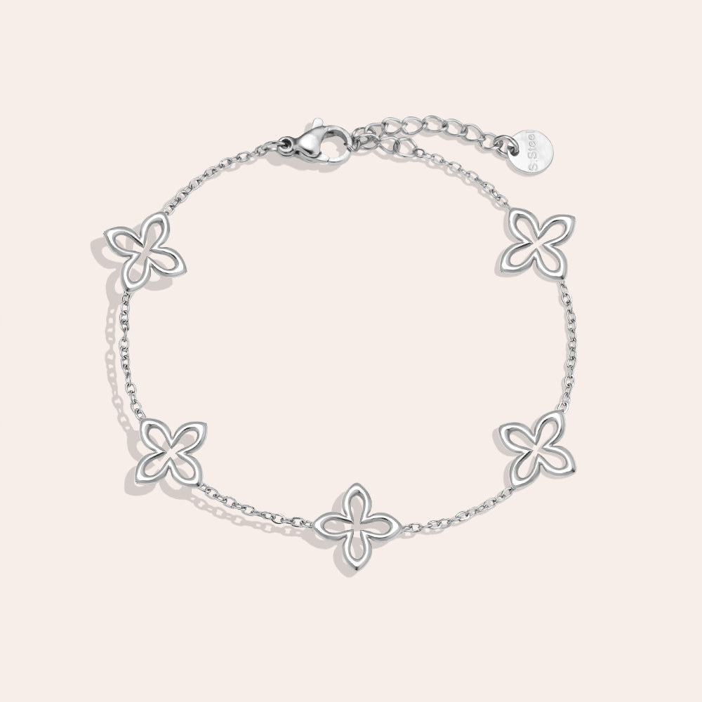 Stainless steel bracelet 17cm Classic Lucky Flower