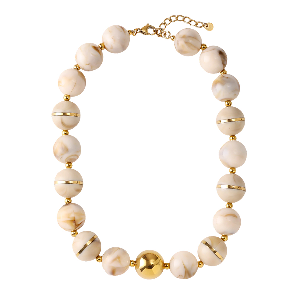 Stainless steel necklace 48cm round acrylic bead necklace