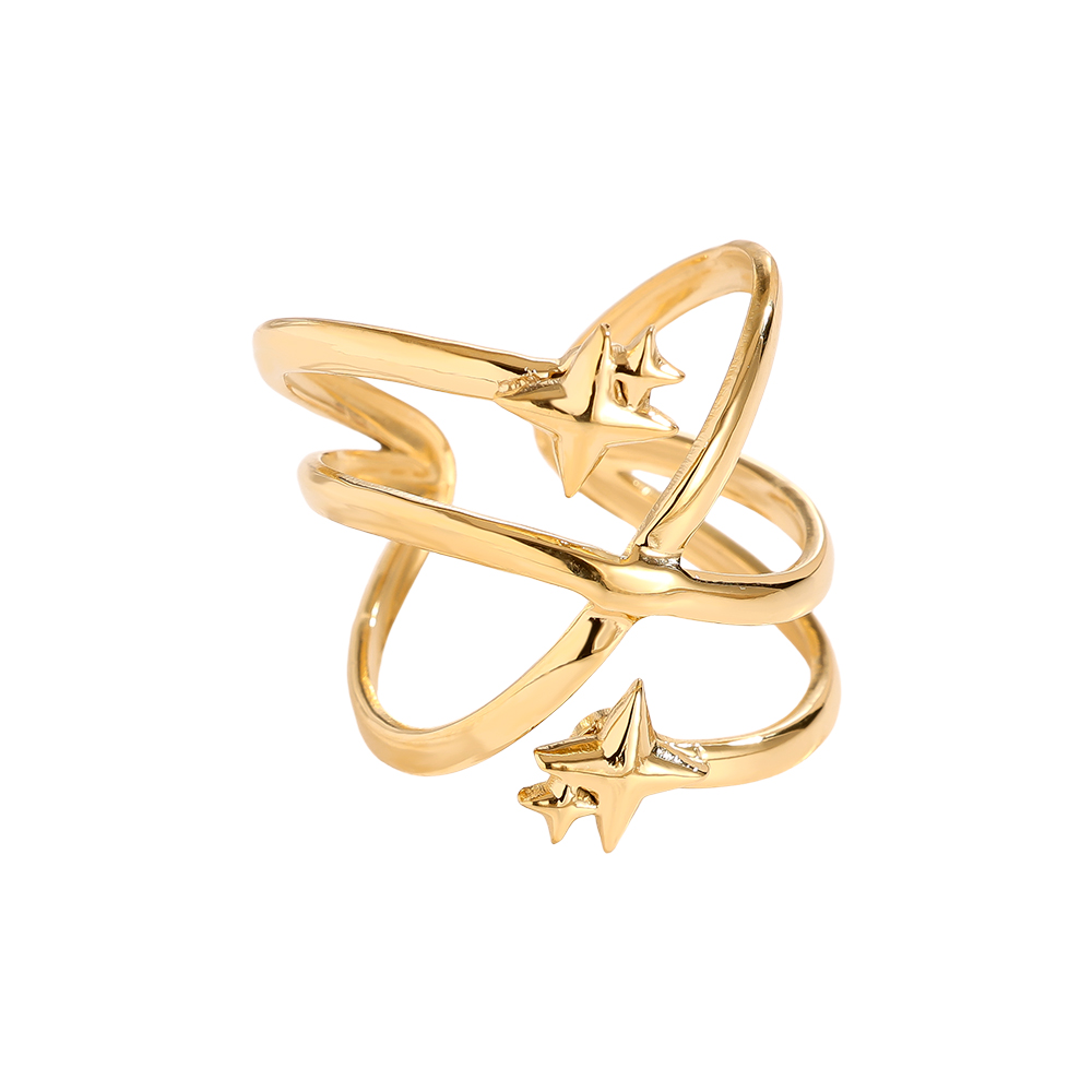 Adjustable stainless steel ring with multiple stars