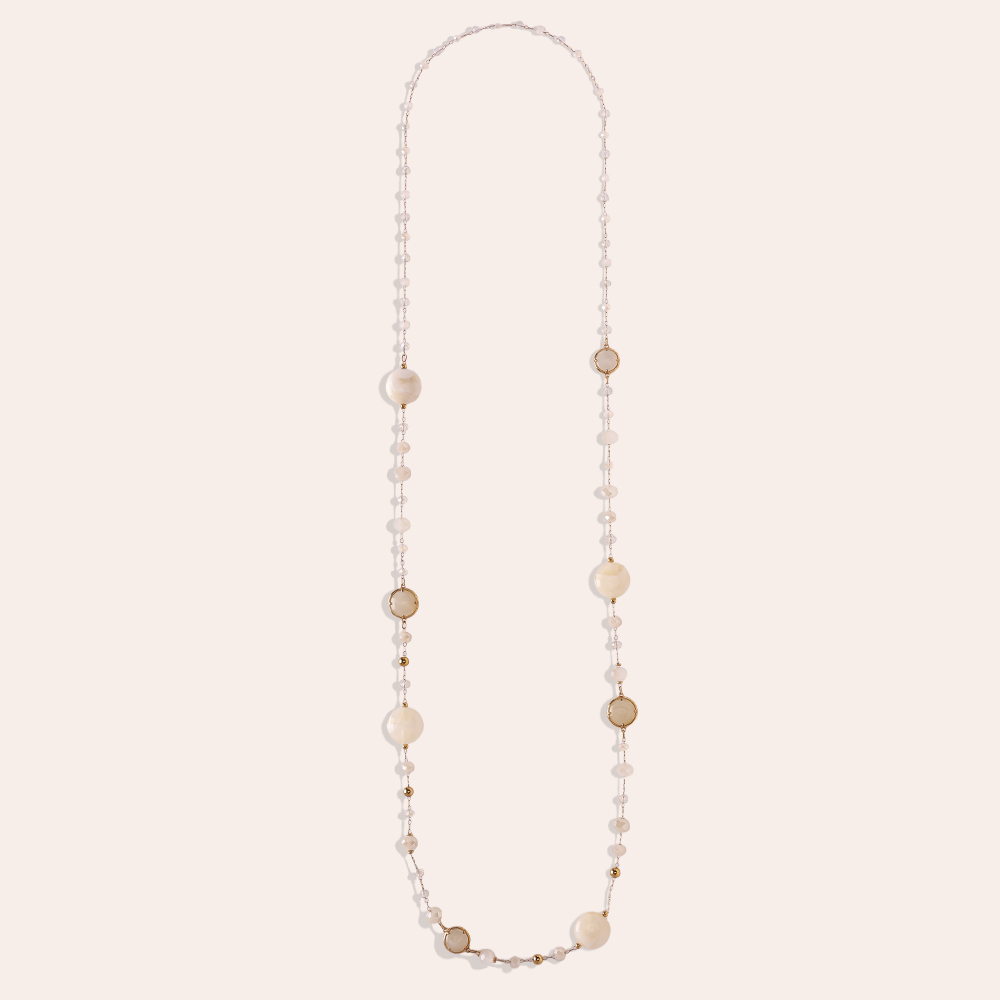 Stainless steel necklace 96cm resin crystals