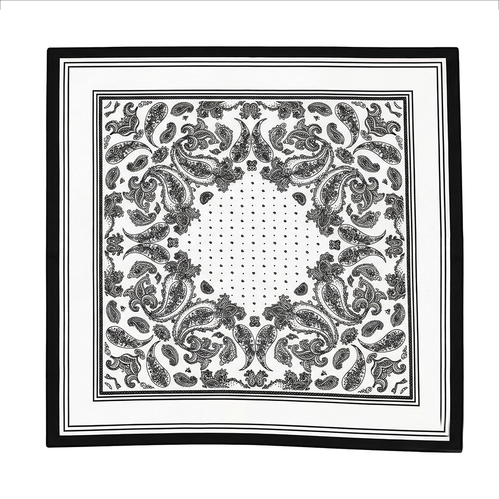 70*70cm Black and white paisley pattern scarf