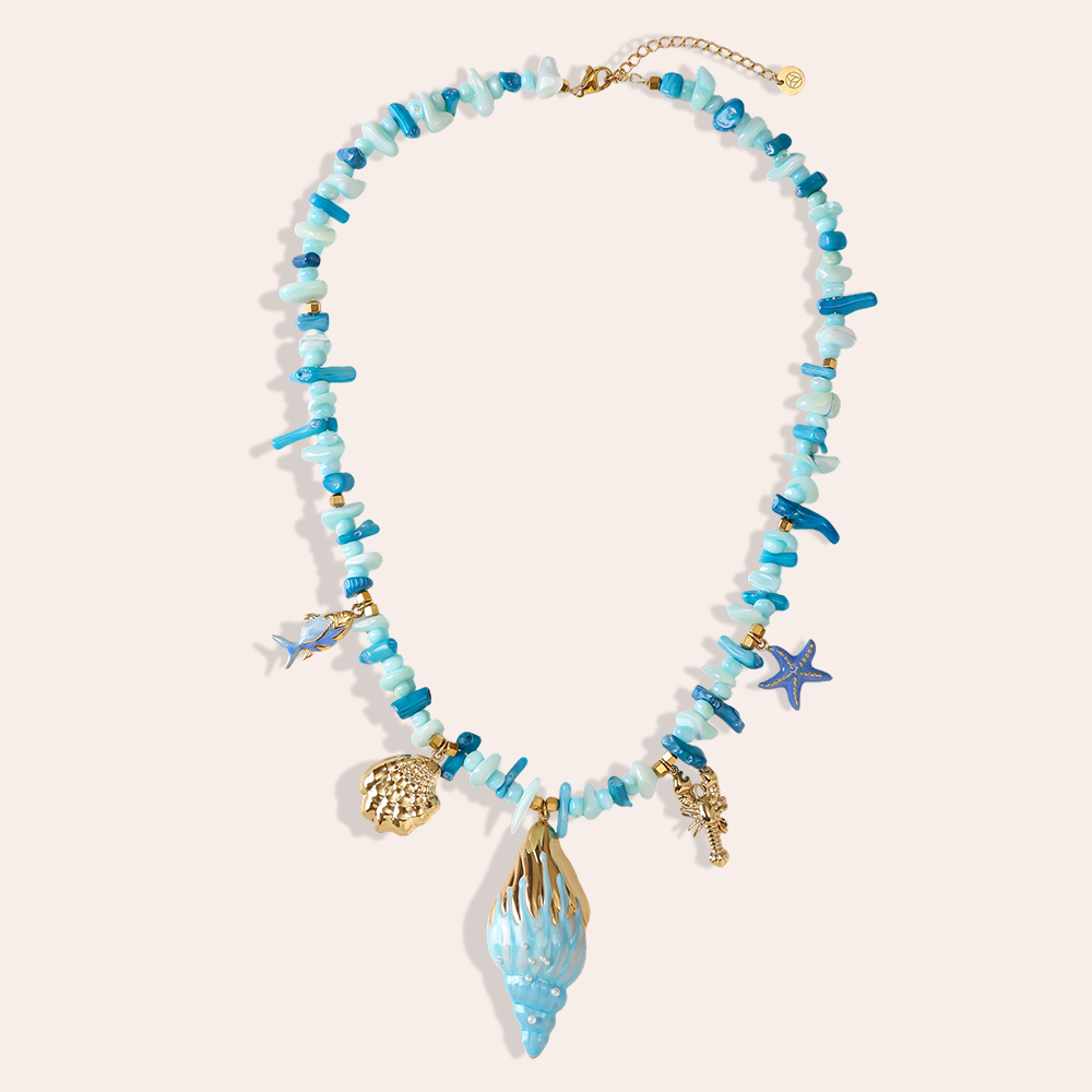 Stainless steel necklace 45cm blue sea