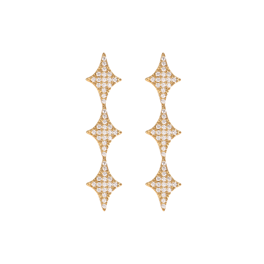 Stainless steel earrings, 47 mm, four-pointed star