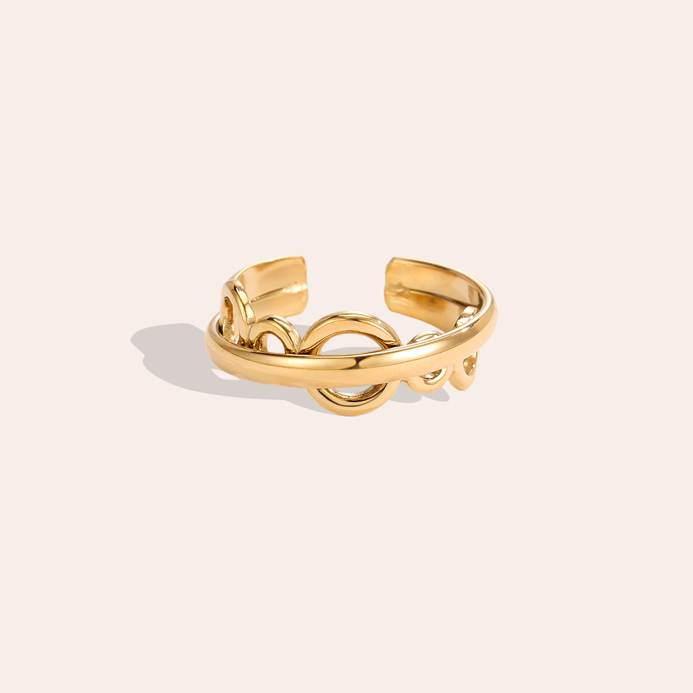 Stainless steel ring with adjustable small eyelet
