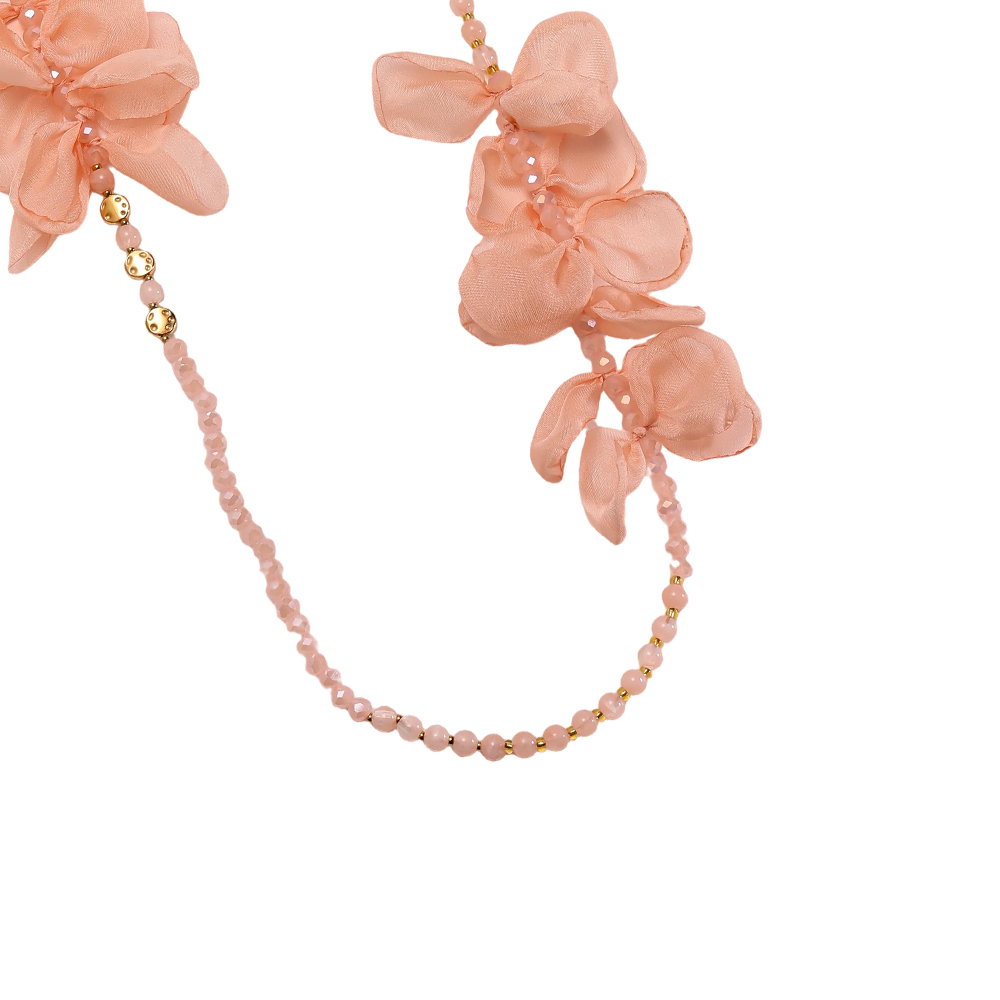 Stainless steel necklace 90cm crystal necklace with petals