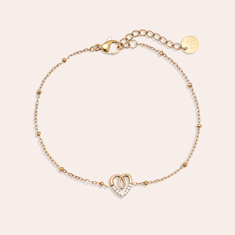 Stainless steel bracelet 17cm Sweet Diamond Heart
