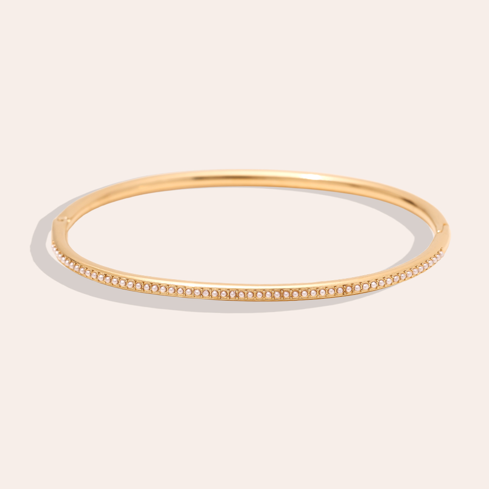 Stainless steel bangle 6.5cm diameter Casual Pearl