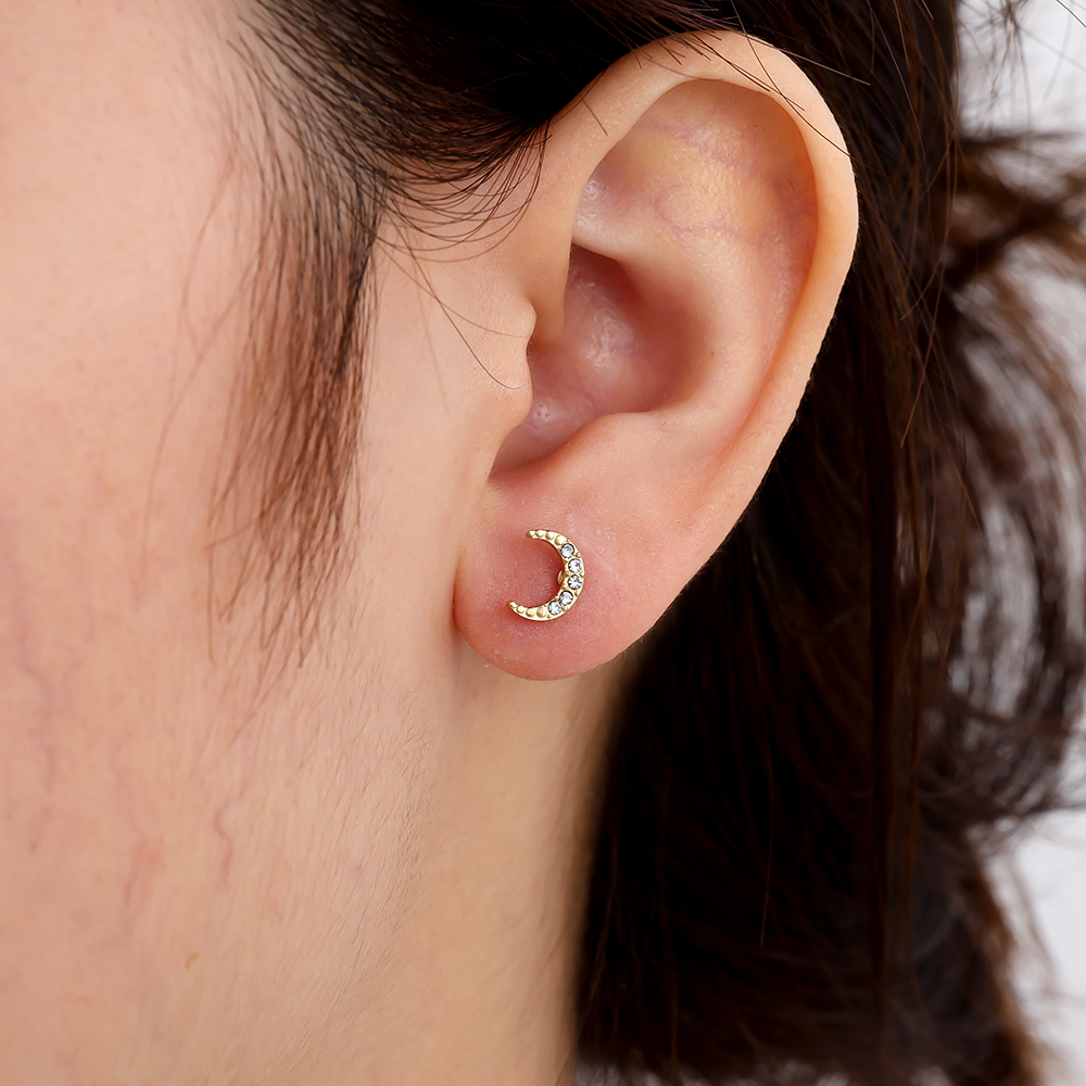 Stainless steel piercing 8mm Diamond Moon