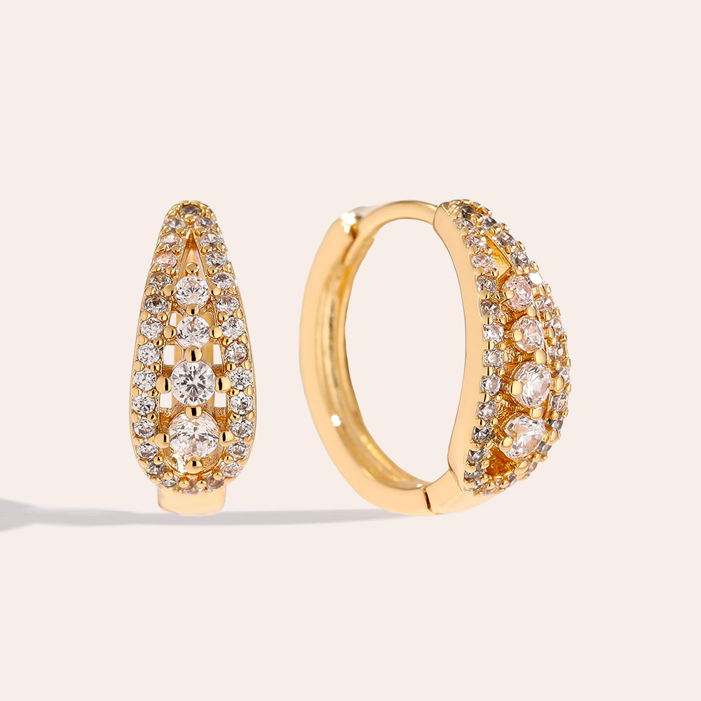 Gold-plated earrings 1.5cm Fine Diamond Hoop