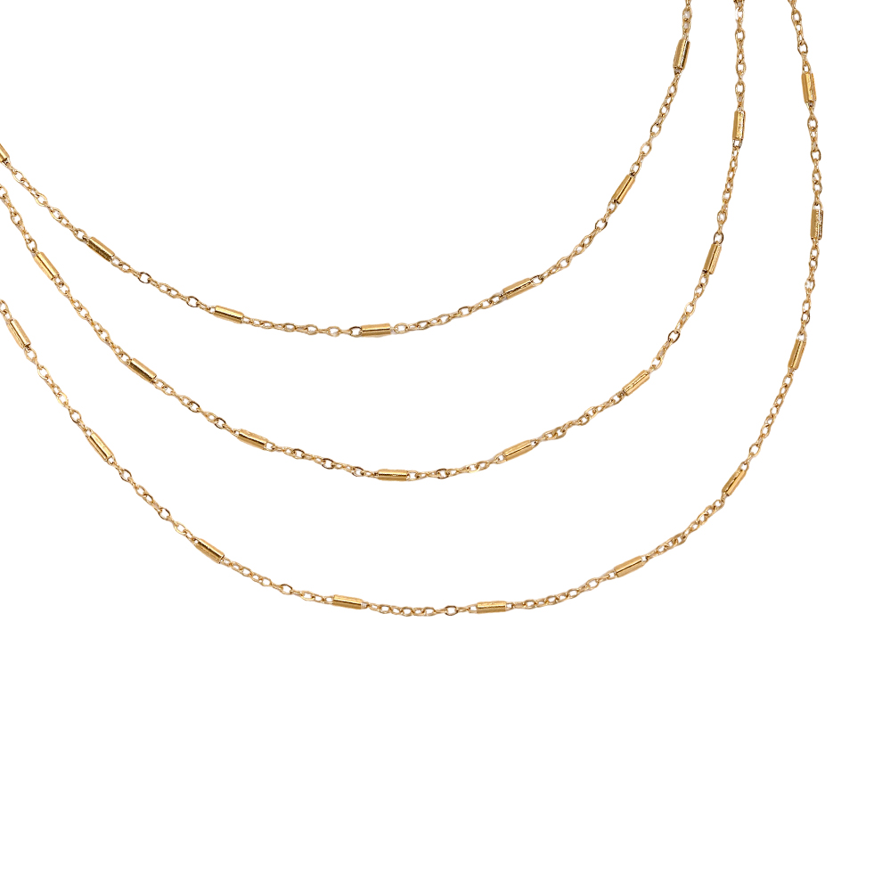 Stainless steel necklace, 40 cm, three-strand
