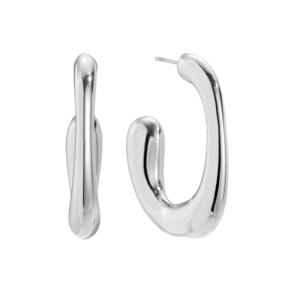Stainless steel earrings 40mm Fine Half Egg Hoop