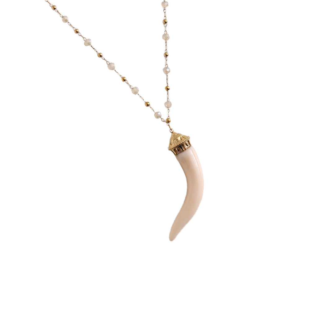 Stainless steel necklace 80cm acrylic chilli shape