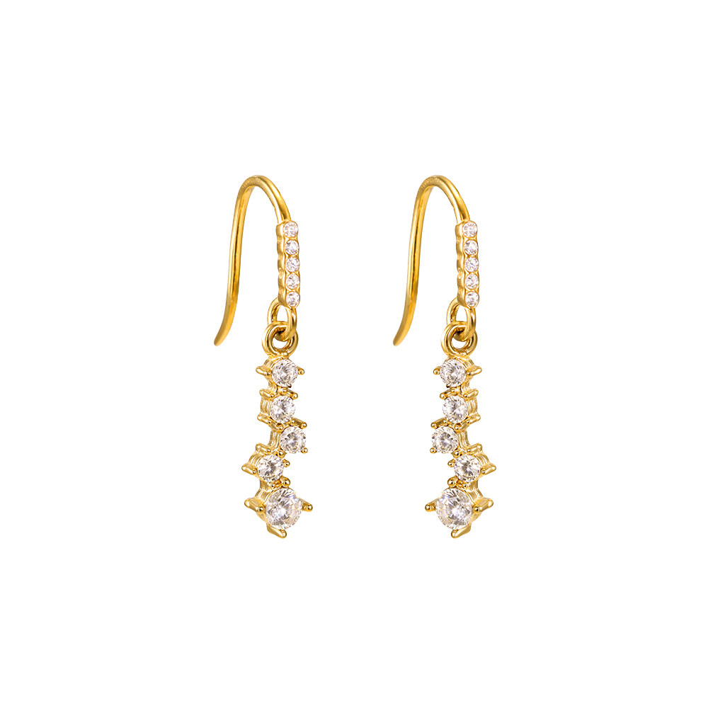 Stainless steel earrings, 26mm, small round cubic zirconia