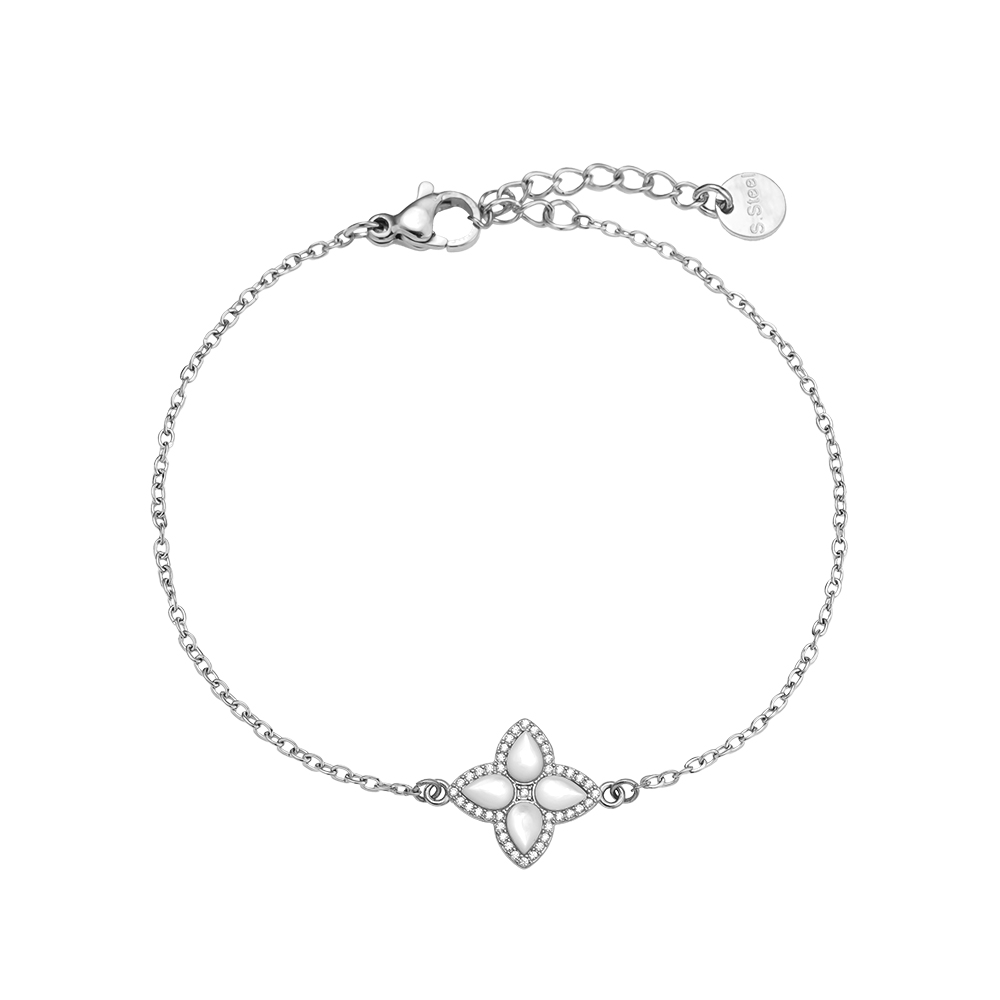 Stainless steel bracelet 15cm Nice Diamond Luckly Flower