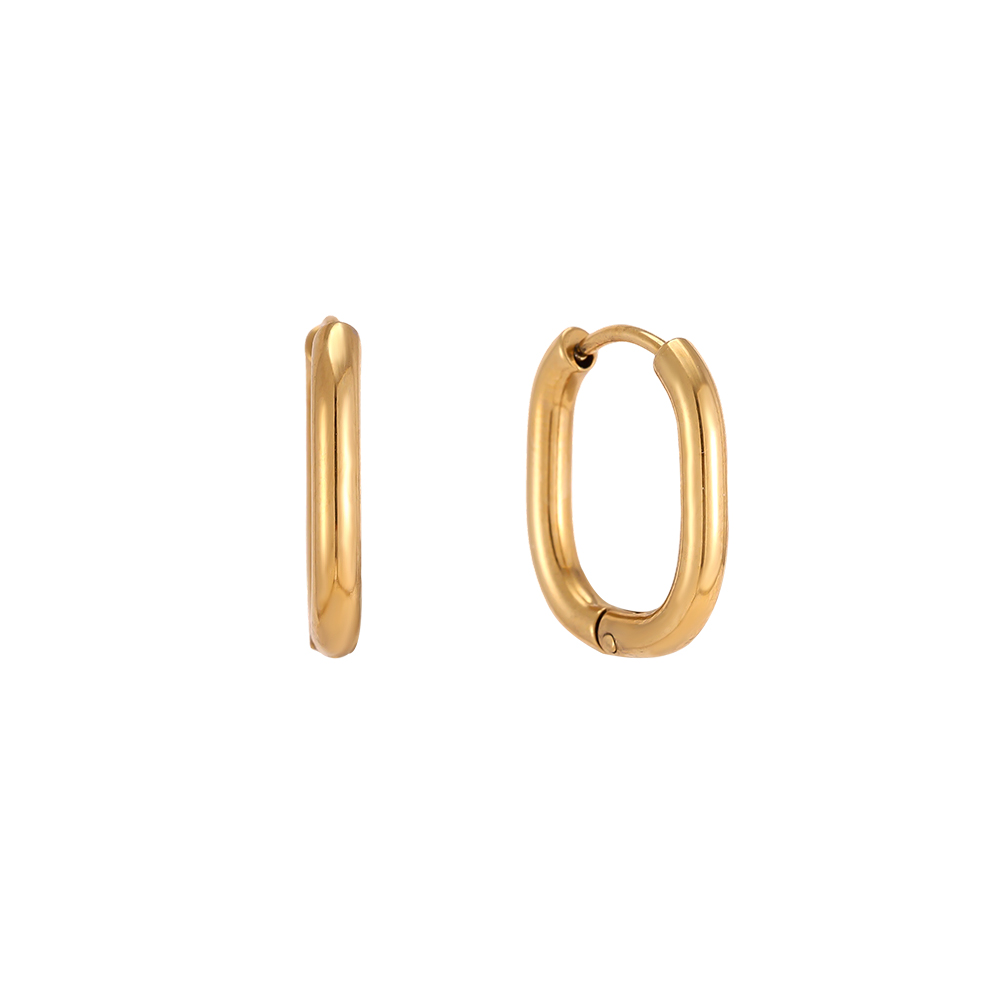 Stainless steel earrings, 18mm, simple oval hoop earrings     