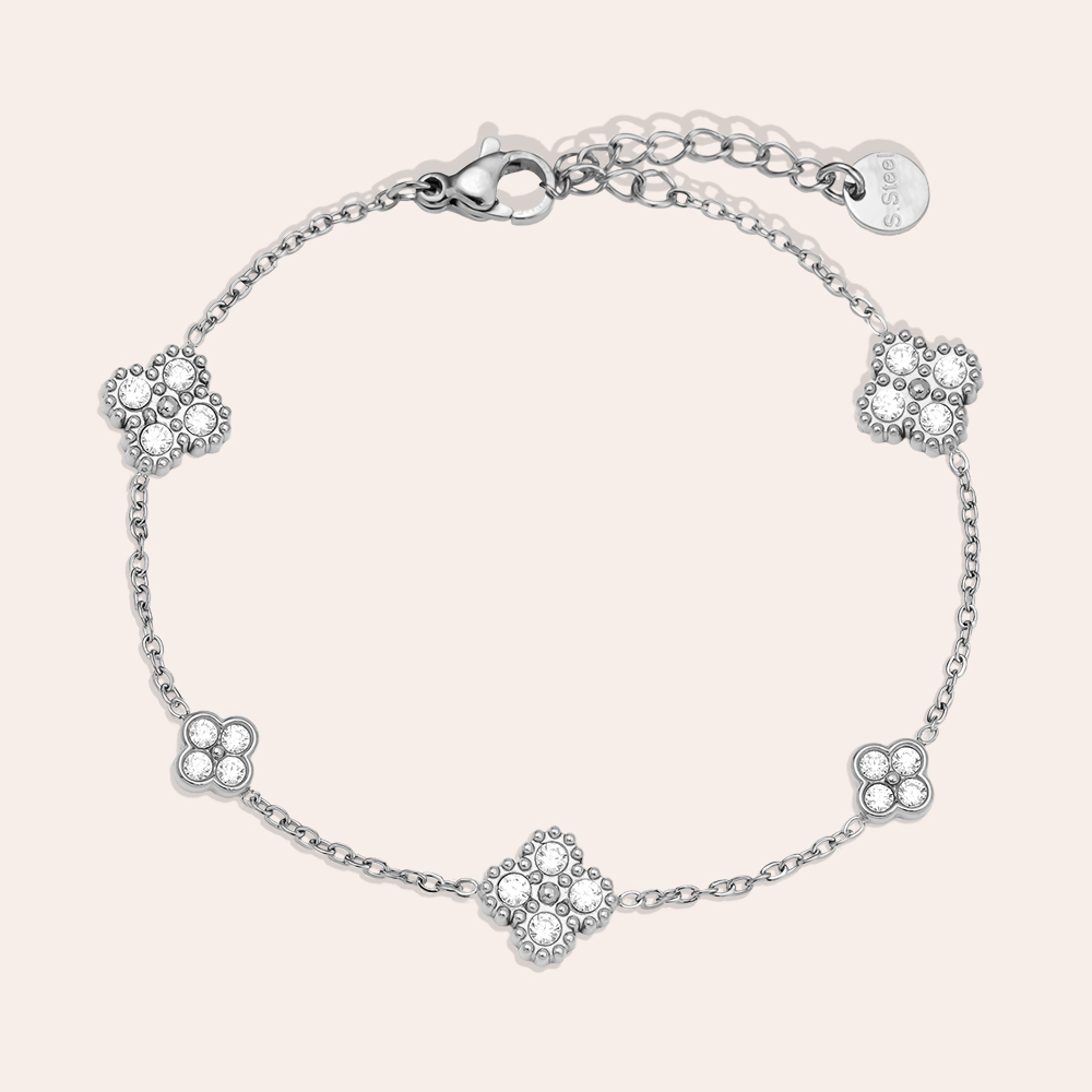 Stainless steel bracelet 15cm Nice Lucky Flower