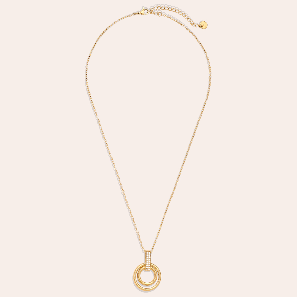 Stainless steel necklace 60cm Cycle And Diamond Lock