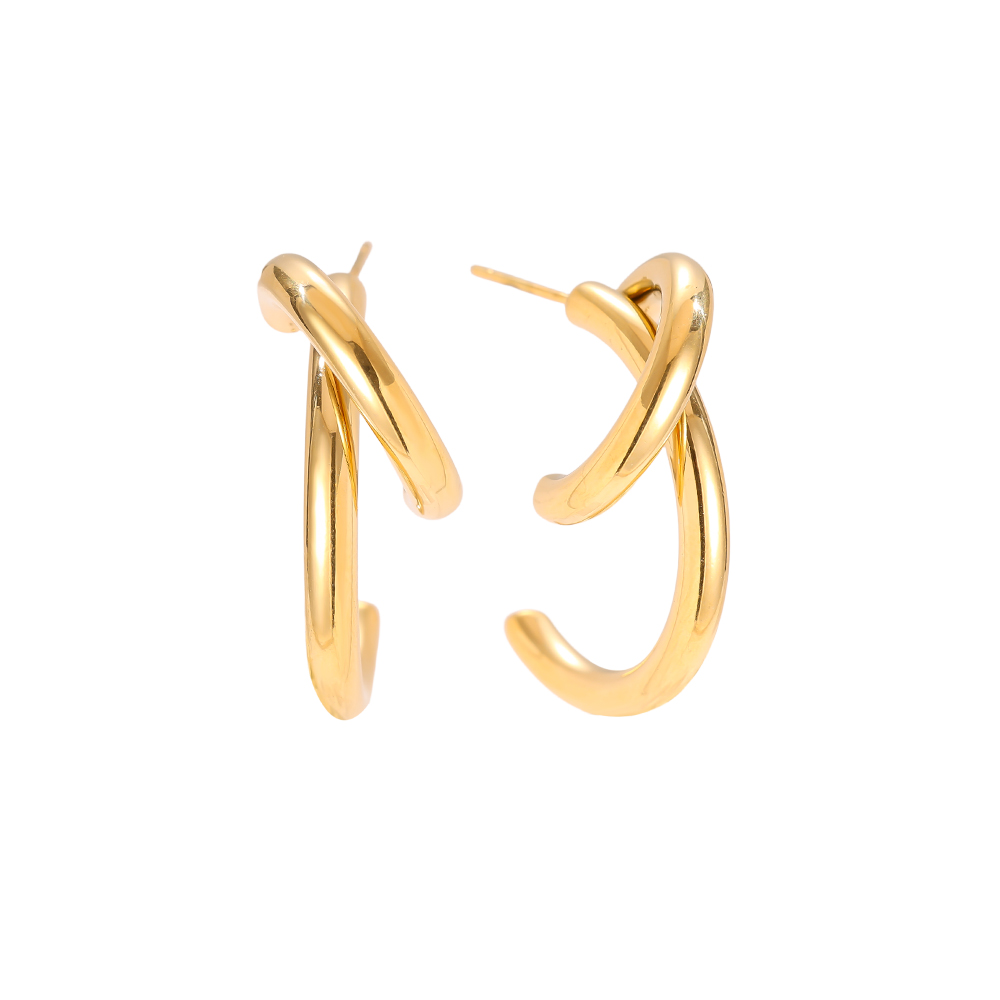 Stainless steel earrings 3cm Free Line Half Hoop