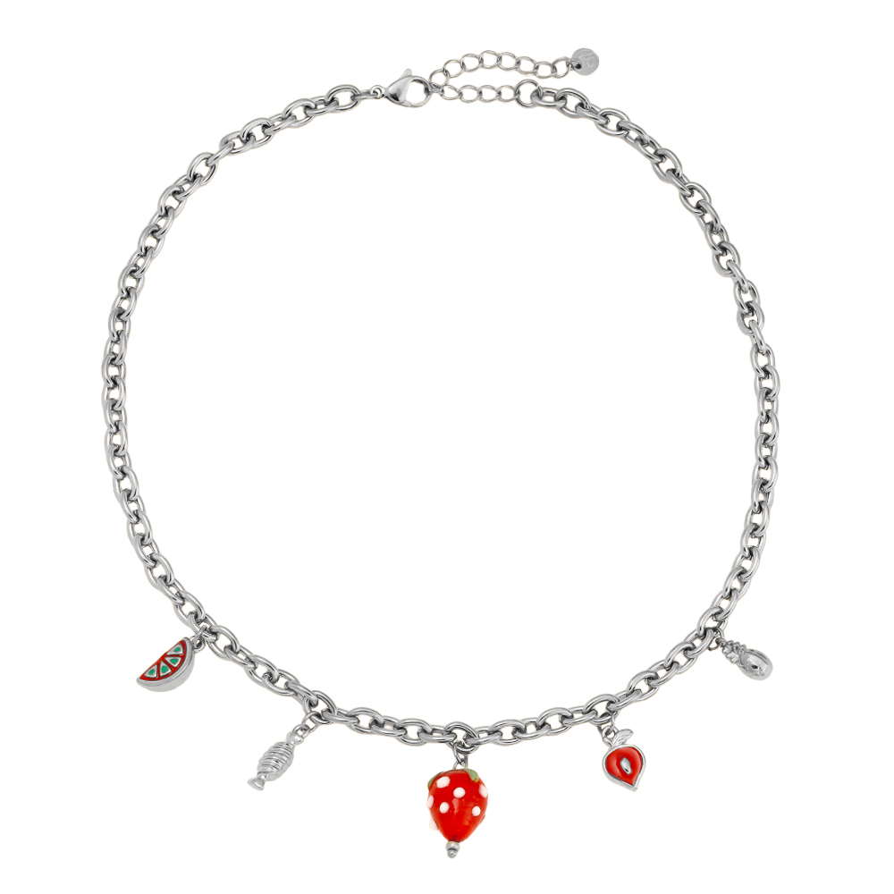 Stainless steel necklace 42cm Strawberry Heart