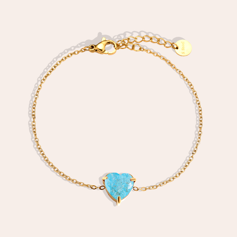 Stainless steel bracelet 16cm Multi Colour Diamond Heart
