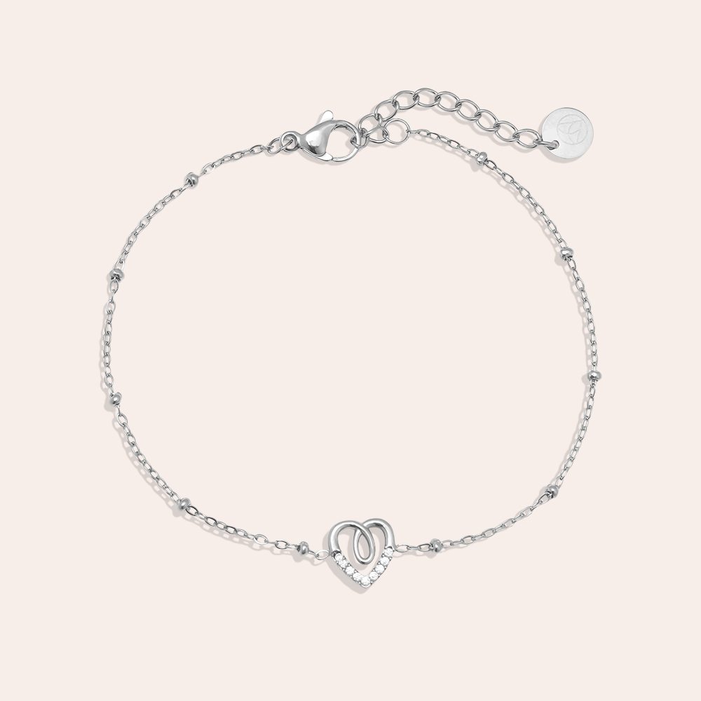 Stainless steel bracelet 17cm Sweet Diamond Heart