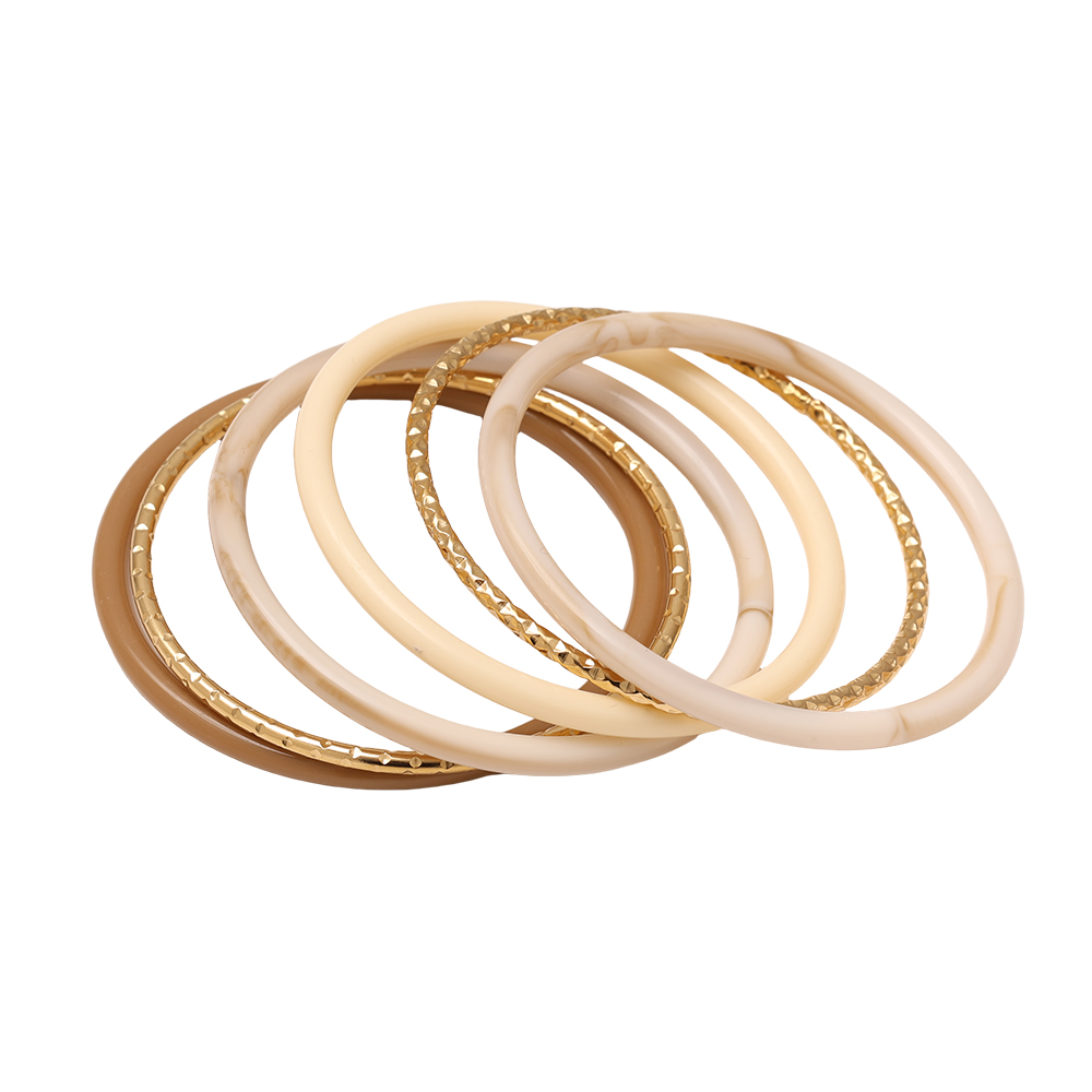 Stainless steel bangle set 6.5cm Width 6er Resin 