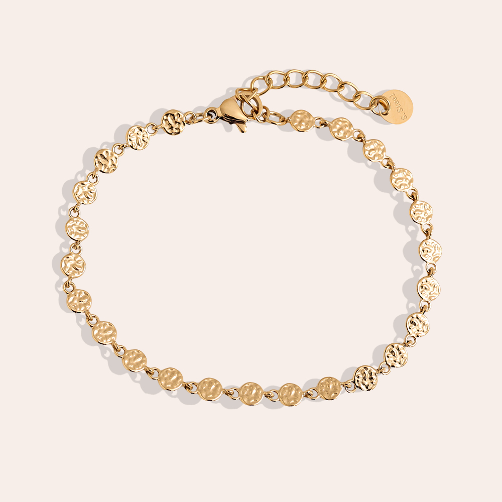 Stainless steel bracelet 17cm irregular small disc