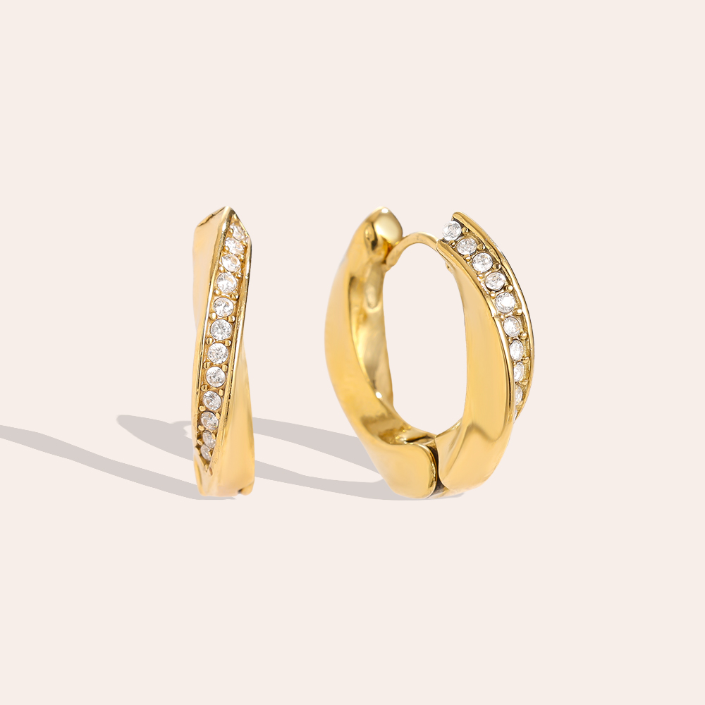 Stainless steel earrings 1.7cm Diamond Twist Hoop