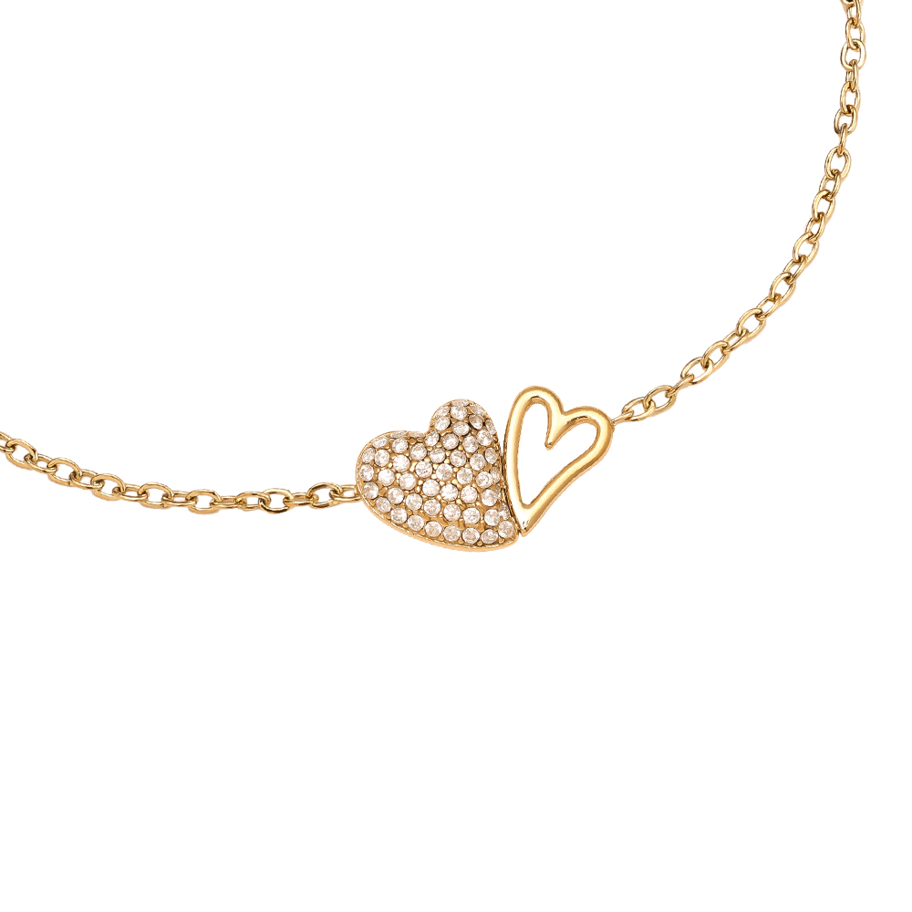Stainless steel bracelet 17cm Two Cool Hearts
