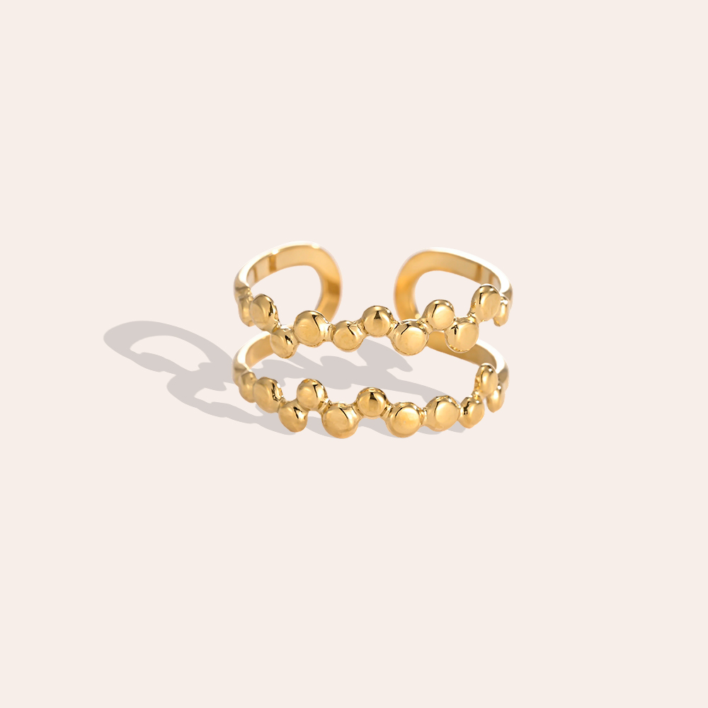 Stainless steel ring, adjustable, double row of balls