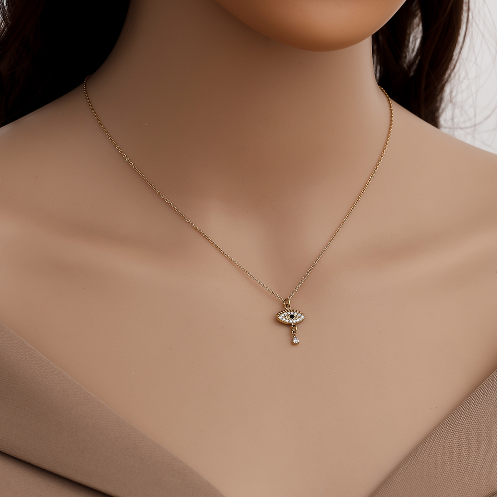 Stainless steel necklace 39cm Diamond Eye
