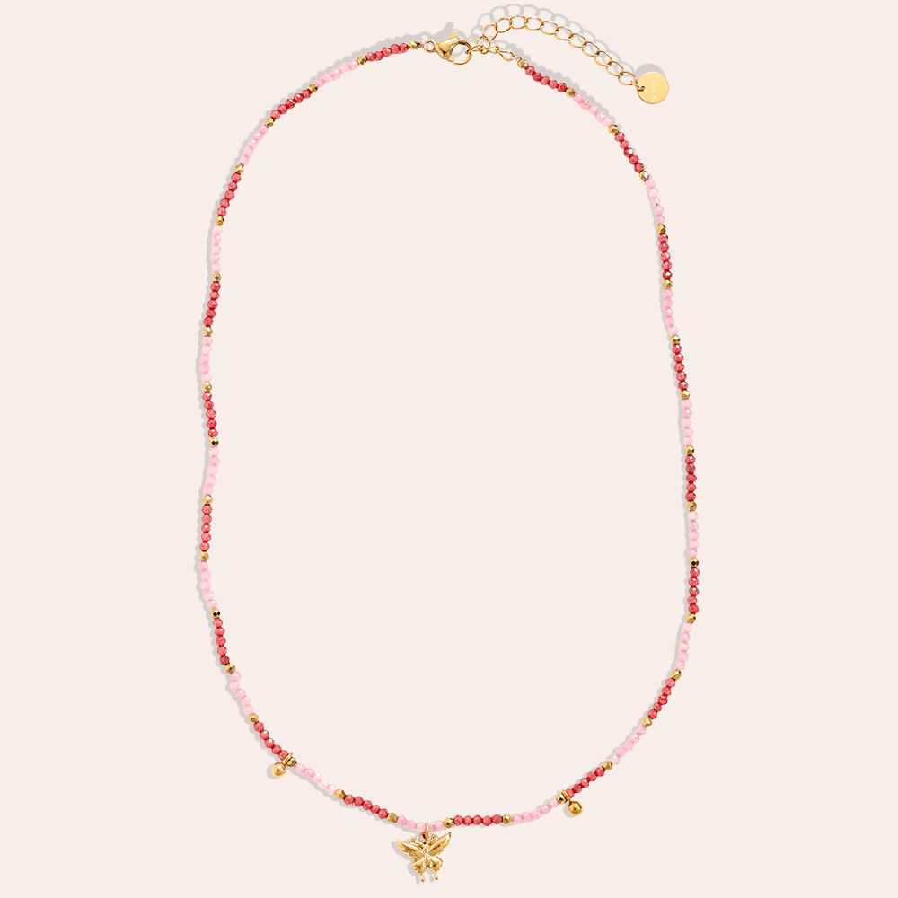 Stainless steel necklace 40cm crystal necklace with butterfly