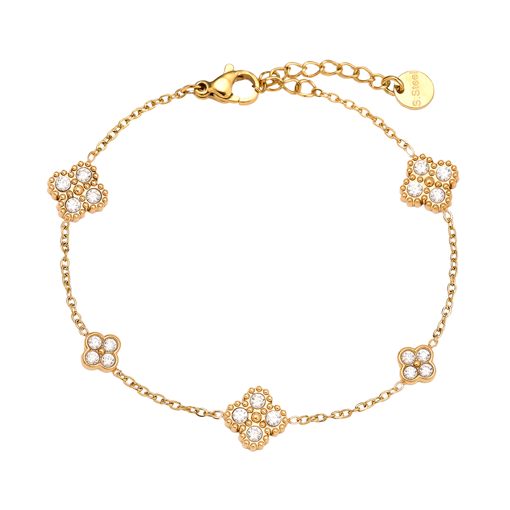 Stainless steel bracelet 15cm Nice Lucky Flower