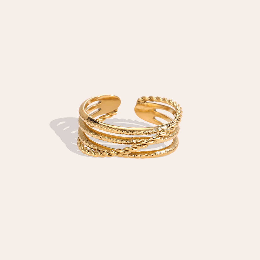 Stainless steel ring – Adjustable, three-row, delicate ring