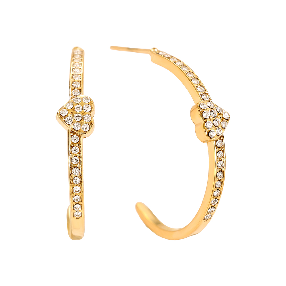 Stainless steel earrings 2cm Heart In Diamond Hoop
