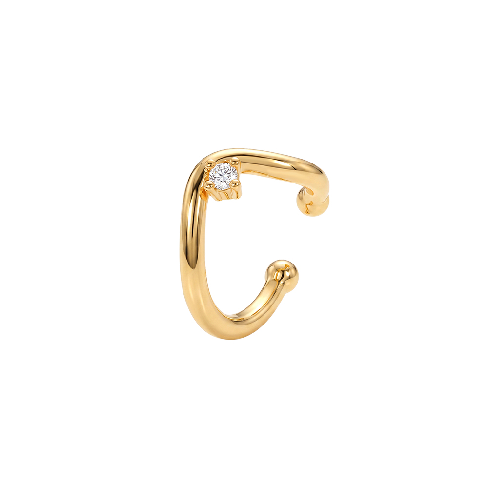 Gold-plated ear cuffs 15mm Small drop zirconia