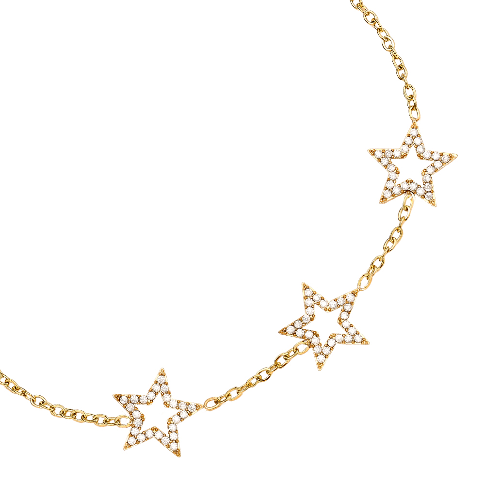 Stainless steel bracelet 17cm Three Diamond Star