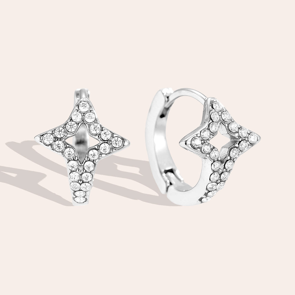 Stainless steel earrings 14mm Diamond Star Hoop