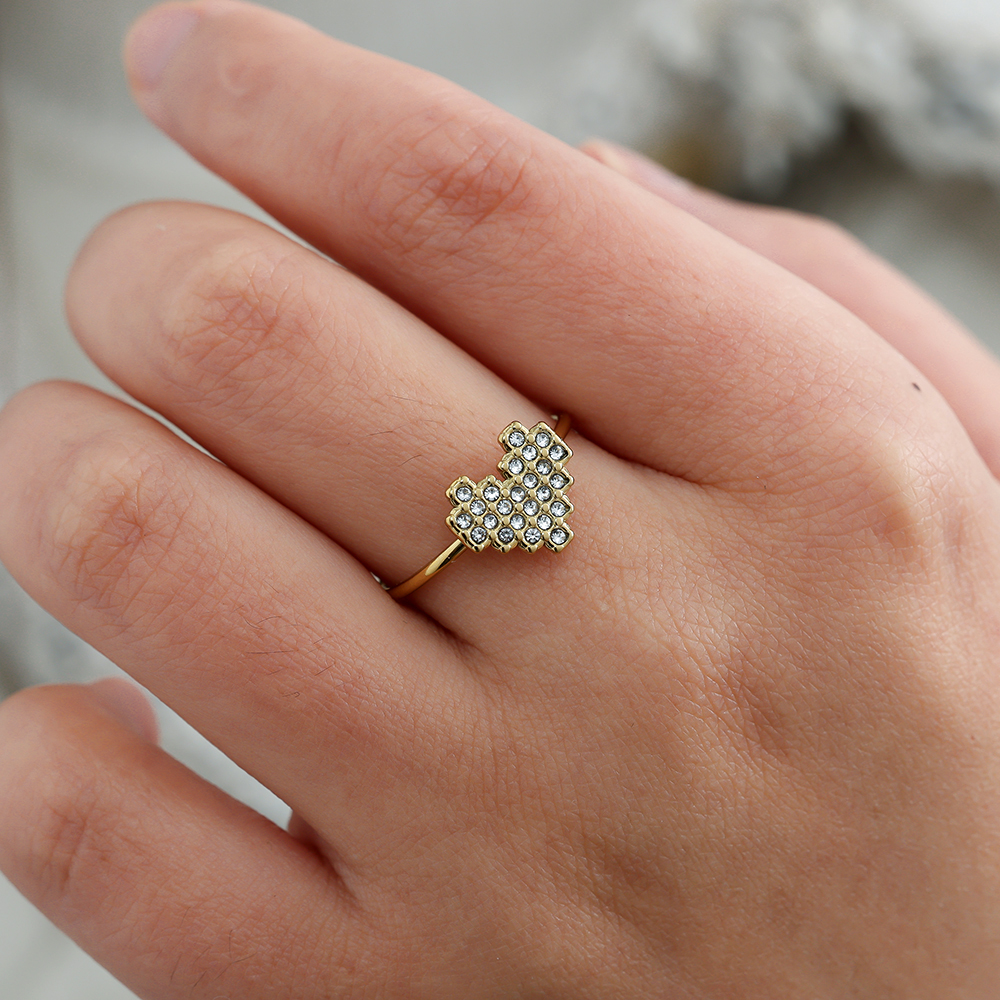 Stainless steel ring Glory Heart Diamond
