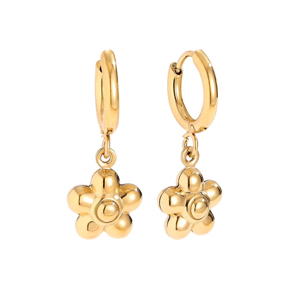 Stainless steel earrings 1*2.5cm cute flower