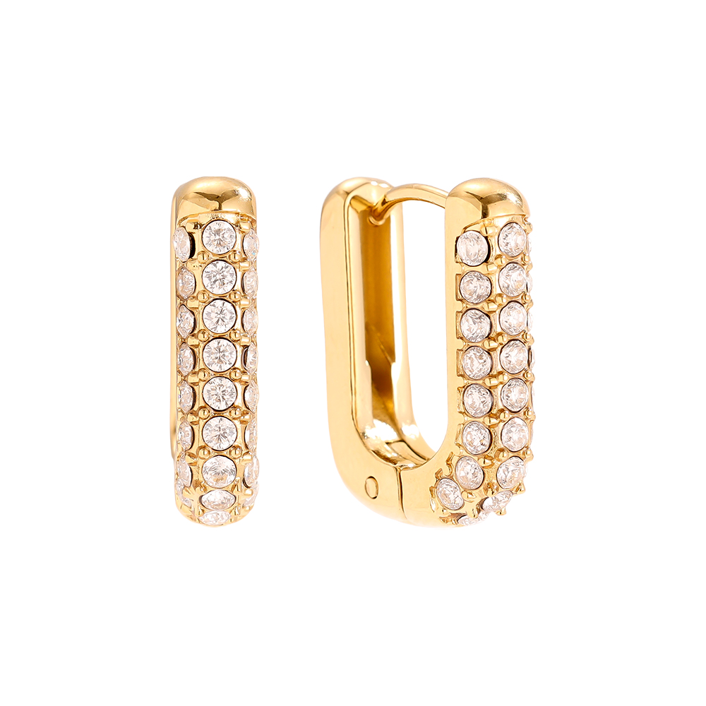 Stainless steel earrings 13*17mm Diamond Oval Hoop